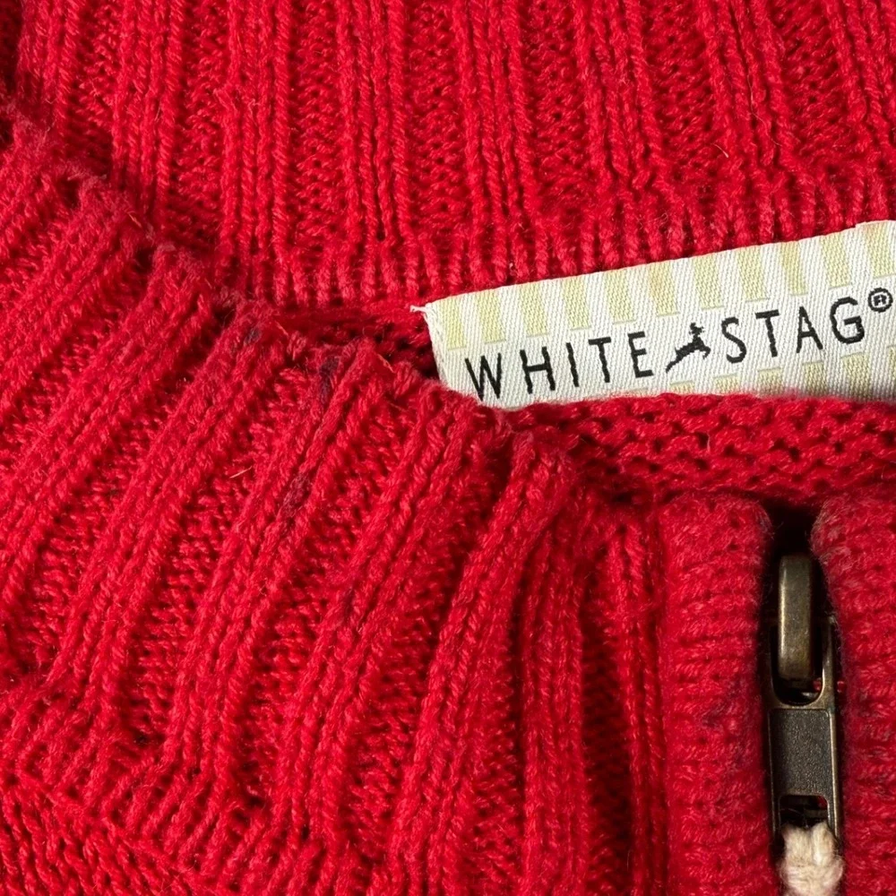 White Stag Red Penguin Ugly Christmas Cardigan Sweater Holiday‎ Festive Large